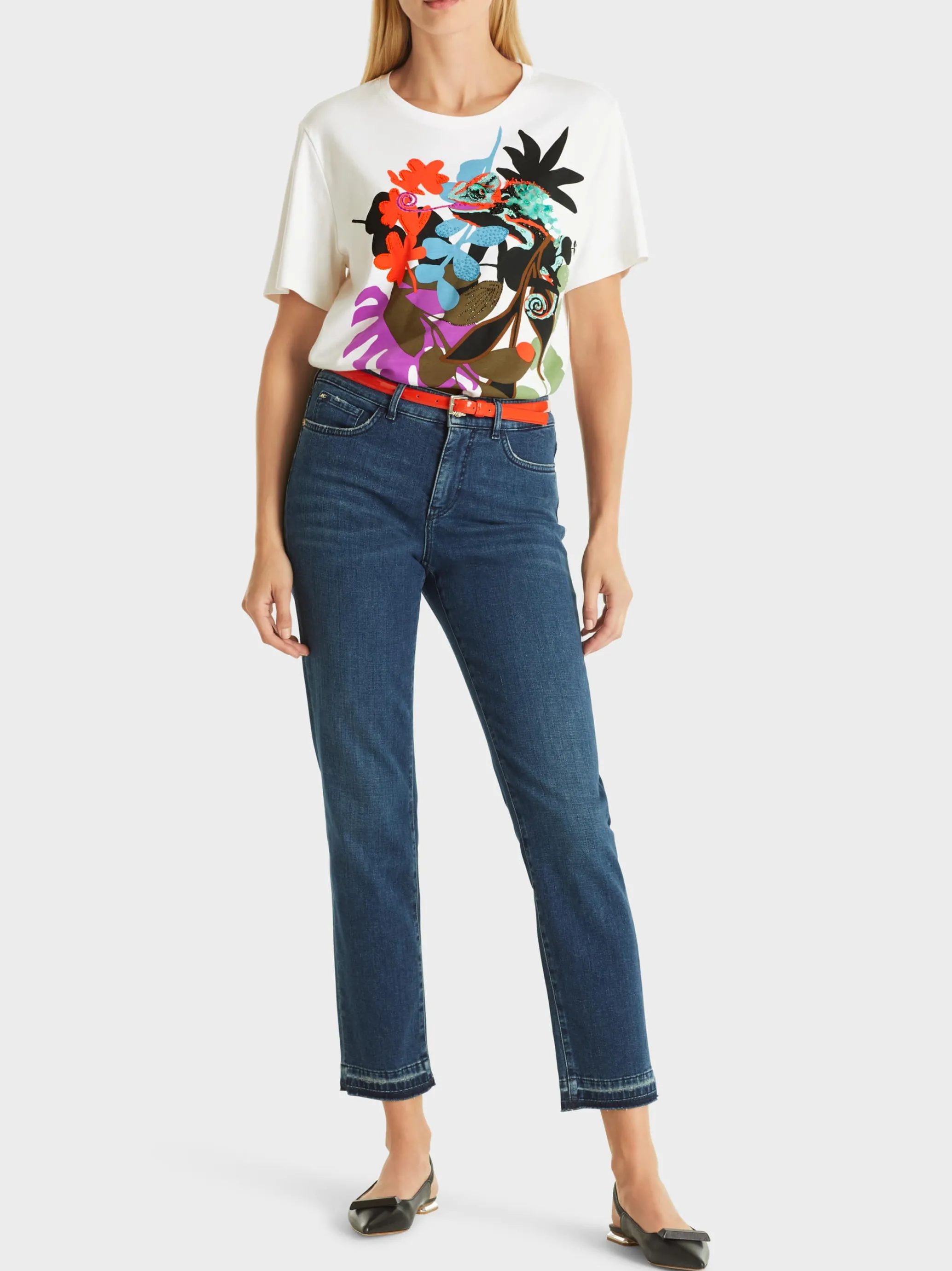 T-SHIRT MIT BLATT-DESSIN-Marc Cain Outlet